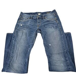 Silver Jeans Co Eden Flare Womens‎ W34 L35 Blue Distressed Denim L16155VP216